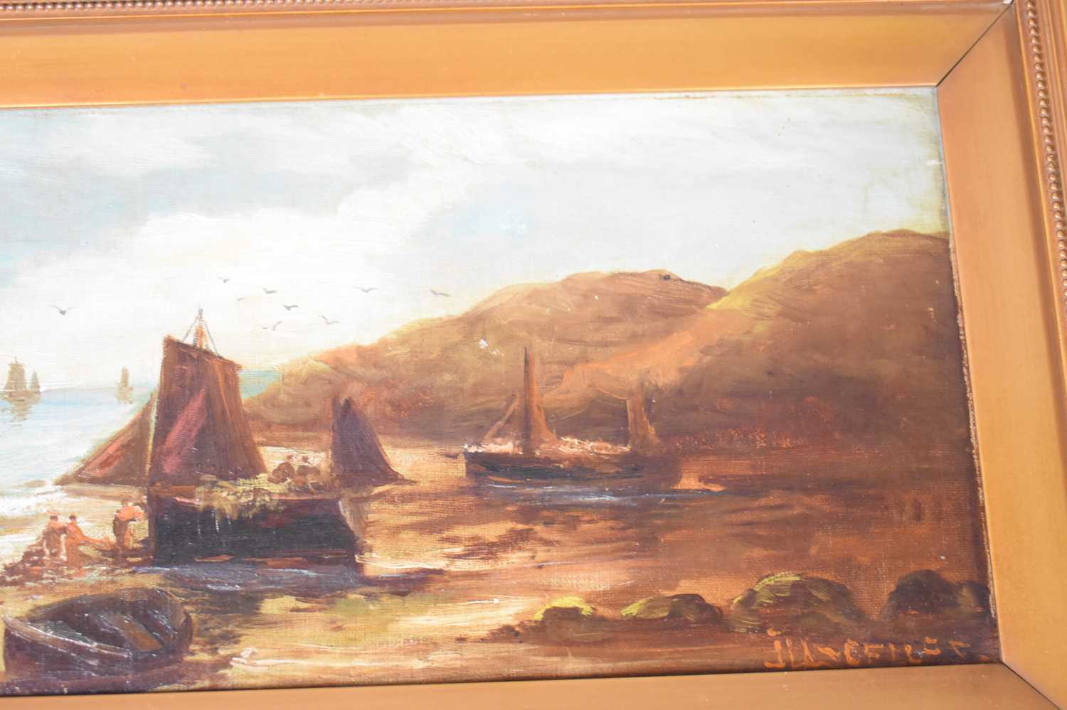 A pair of 19th century style marine landscapes, depicting sailing vessels in coastal waters, both - Image 2 of 4