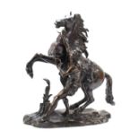 Charles Crozatier (1795-1855) A bronze Marly horse, brown patina, rearing horse with male