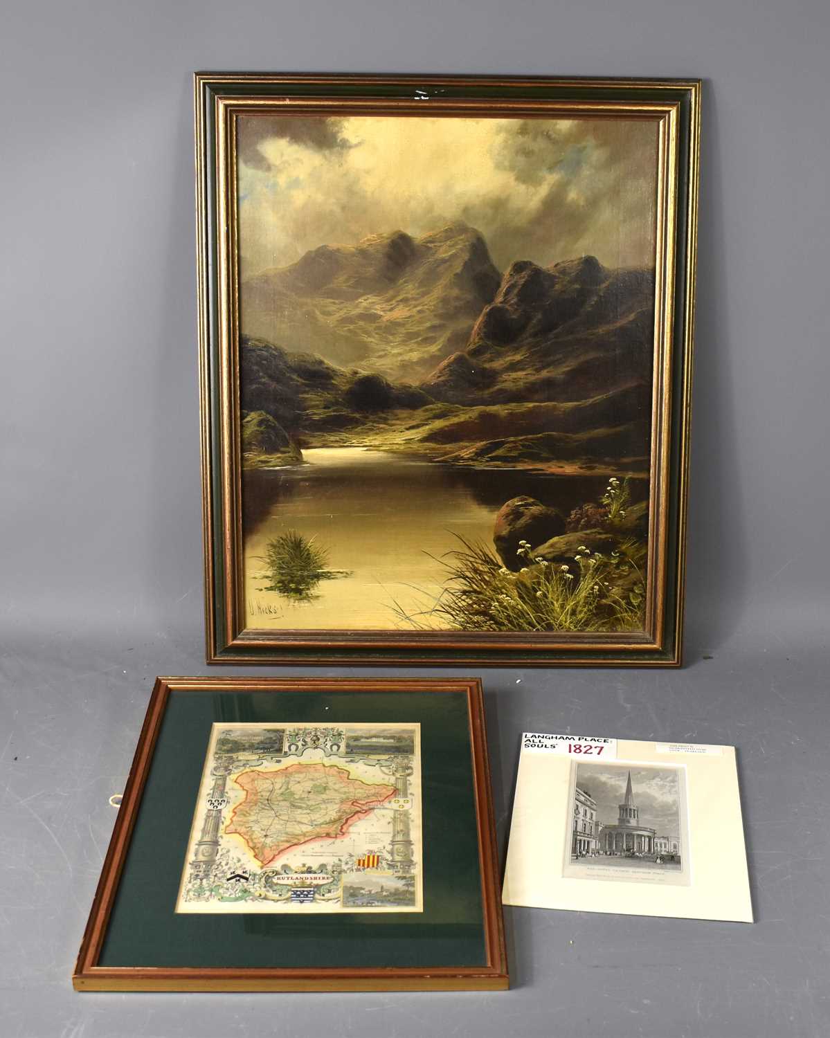 David Hicks (British, 19th/20th century): Oil on canvas depicting a Highland Loch scene, signed