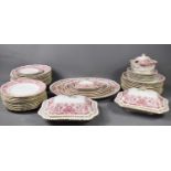 A Victorian "Bridgwood" part dinner service comprising tureens, dinner plates, meat platters,