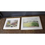 Russell Reeve (20th century): two watercolours of village scenes, largest measures 46cm by 31cm.
