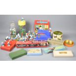 A group of vintage games, marbles and toys to include Schleich Smurf figures, Vulcan Junior childs