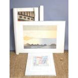 Two contemporary lithographs, one titled "Headland" 224/225 and indistinctly signed, the other is