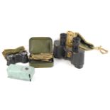 A pair of WWII dated Kershaw No2 MkII binoculars together with a gun cleaning kit, RAF regiment