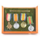 A WWI medal group awarded to Pte J.T Bond, 20409, Duke of Cornwall's Light Infantry, comprising of
