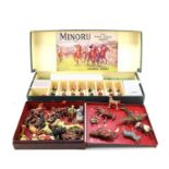 A John Jaques & Sons Ltd "Minoru" boxed horse racing board game, with eight metal figures of jockeys