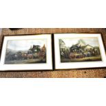 A pair of Victorian lithographs each depicting a coach and four horses, one for the Gloucester,