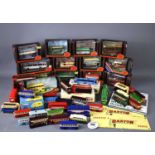 A collection of model buses, including Corgi Classics 97216 Leyland Tiger Coach and a group of