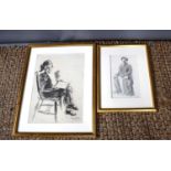 Russell Reeve: (20th century): a charcoal sketch of a child together with a watercolour and pencil
