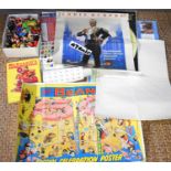 A group of vintage posters and maps to include The Beano, Dennis the Menace, 1991 Texaco calender