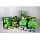 Electronic Hulk Hands with Smash N Grab sound effects, 2003, in the original box together with a