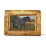 A 19th century oil on board, study of a horse in a landscape in a gilt frame, signed Charles W