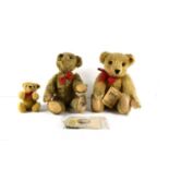 A Steiff replica 1909 jointed bear, together with a smaller jointed bear and a Nisbet 'Yes No'