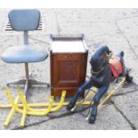 A vintage 1950s Evertaut machinist chair together with an Edwardian coal purdonium with marble top