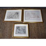 Russell Reeve (20th century): three pictures, one charcoal of a boy reading, another of children