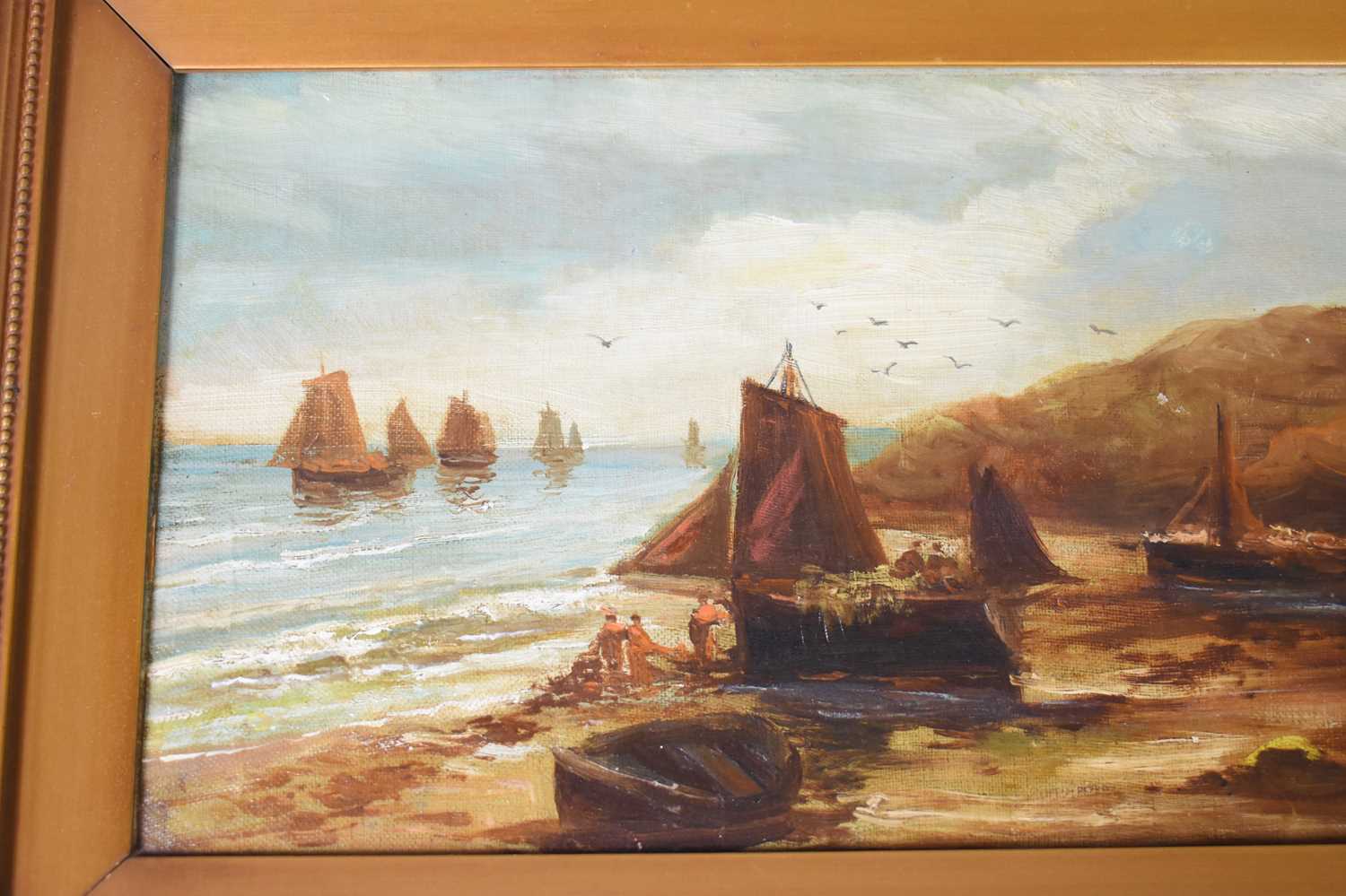 A pair of 19th century style marine landscapes, depicting sailing vessels in coastal waters, both - Image 3 of 4