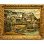 Norbert Sullivan Pugh (British 20th century) A large oil on canvas depicting a Cornish harbour