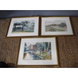 Russell Reeve (20th century): three watercolours, one of Assington Park and Hall, Suffolk,