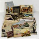 A group of vintage postcards, mostly Italian and depicting buildings and landscapes.