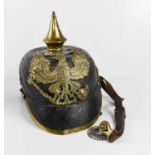 An early 20th century German West Prussian 149th Infantry Regiment pickelhaube helmet, stamped