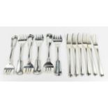 Two sets of six Dutch 934 silver cake forks, 9.49toz.(12)