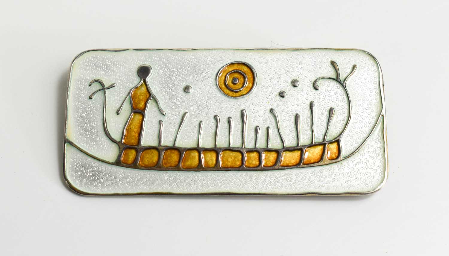 A David Andersen of Norway silver and enamel brooch, depicting figure in a boat 6½ by 3cm. - Image 3 of 3