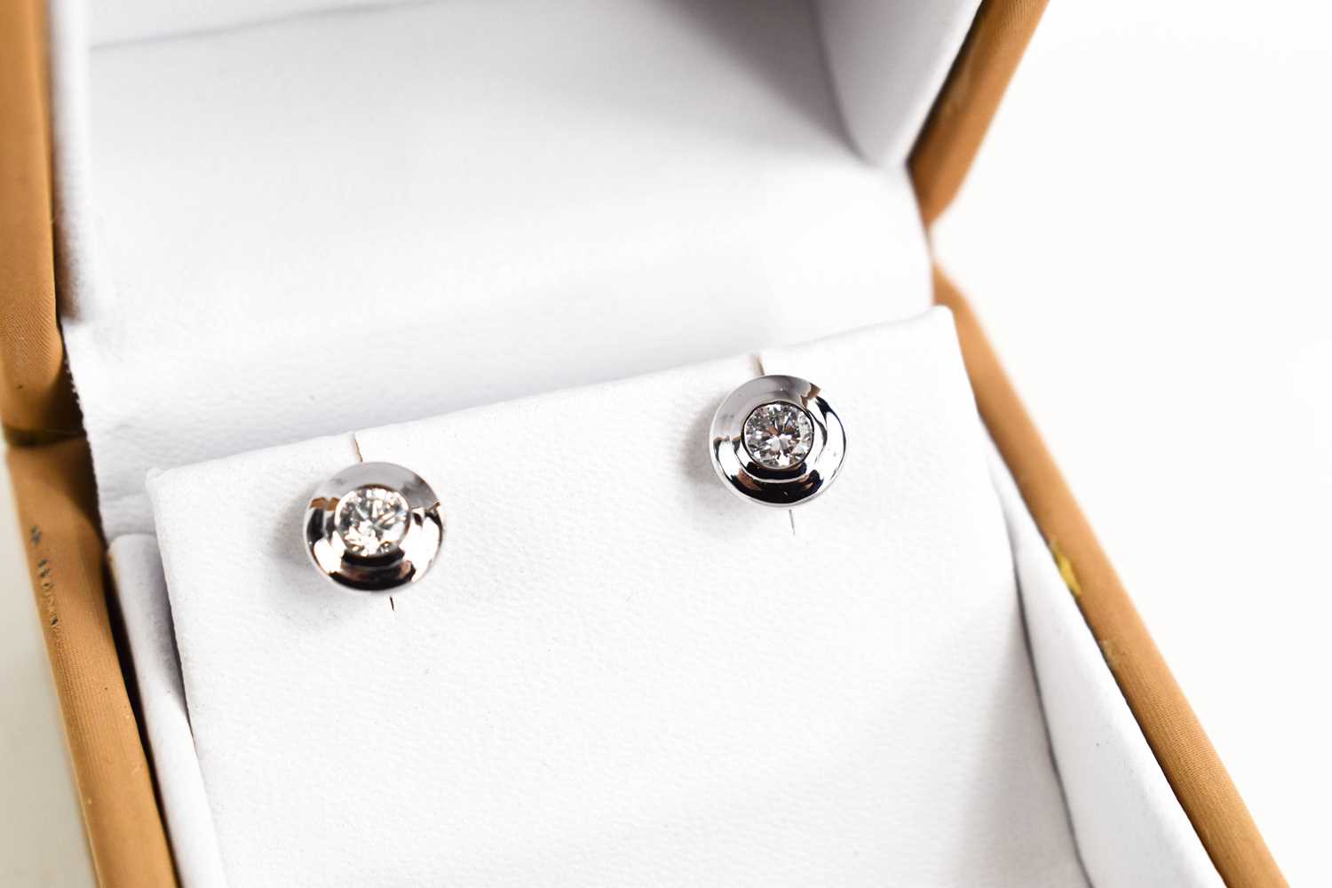 A pair of 18ct white and diamond stud earrings, 0.50ct total weight. - Image 3 of 3