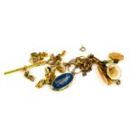 A group of jewellery accessories, scrap gold and a Jasperware oval pendant.