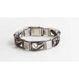 A Viggo Pedersen Danish silver bracelet, marked 830 grade silver, composed of stylised leaf links.