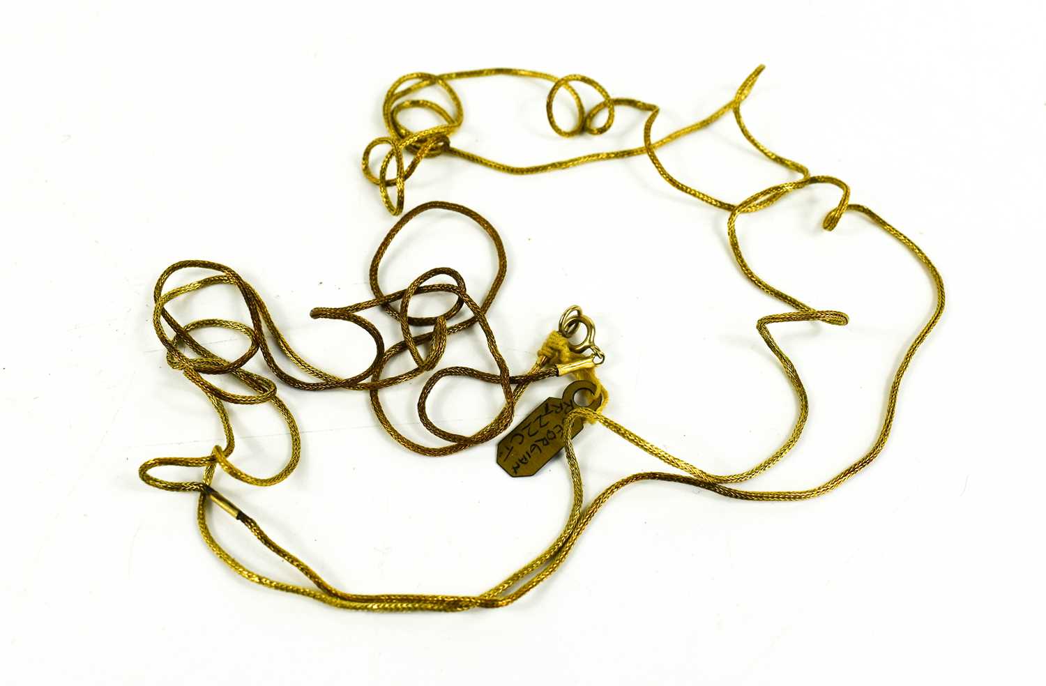 A Georgian 18th century 22ct gold fine rope twist necklace, with hoop clasp, 11g.