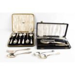 A set of six silver teaspoons, in the original presentation box, Sheffield 1936, 2.4toz, together