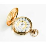 An American Waltham Watch Company keyless wind, gold plated pocket watch, the white enamel signed