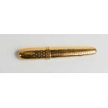 A Dutch 14ct gold pin holder, circa 1880, with stamped decoration, 5.3g.