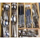 A suite of King's pattern silver plated cutlery, comprising knives, smaller knives, forks, spoons,