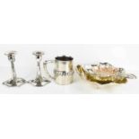 A selection of WMF silver plated items to include three graduated Art Nouveau leaf form dishes, a