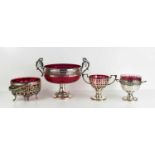 A selection of early 20th century WMF and cranberry glassware, to include a superb Art Nouveau