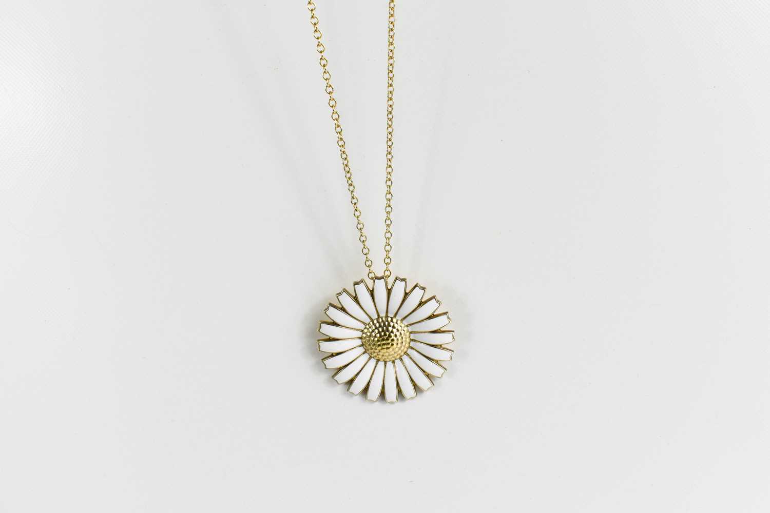 A Georg Jensen Daisyhead gold plated silver and enamel pendant / brooch, with silver gilt - Image 4 of 5