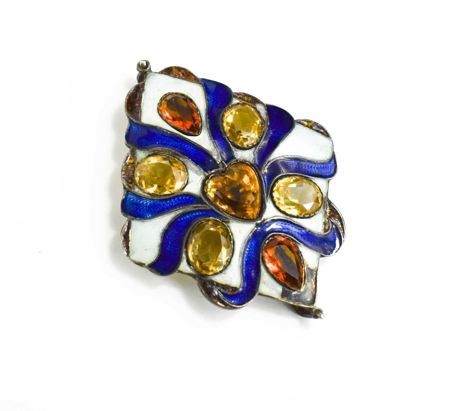 A stunning and unusual Scottish vintage and gem set buckle, of diamond shape form, the white - Image 2 of 4