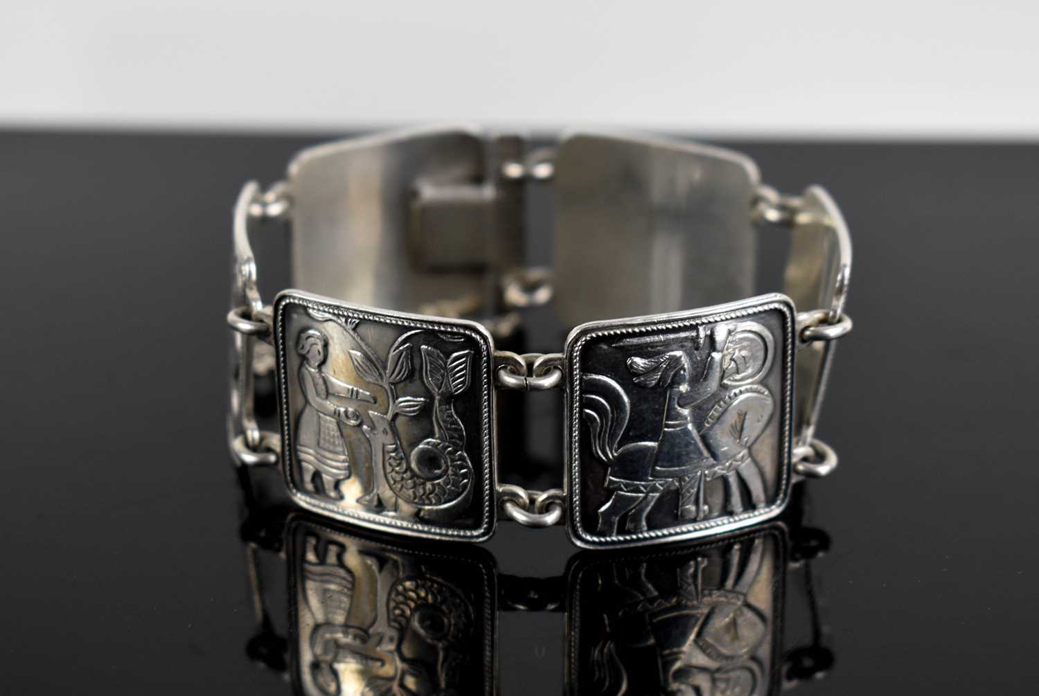 A David Andersen of Norway bracelet, composed of six square links with various figural depictions,