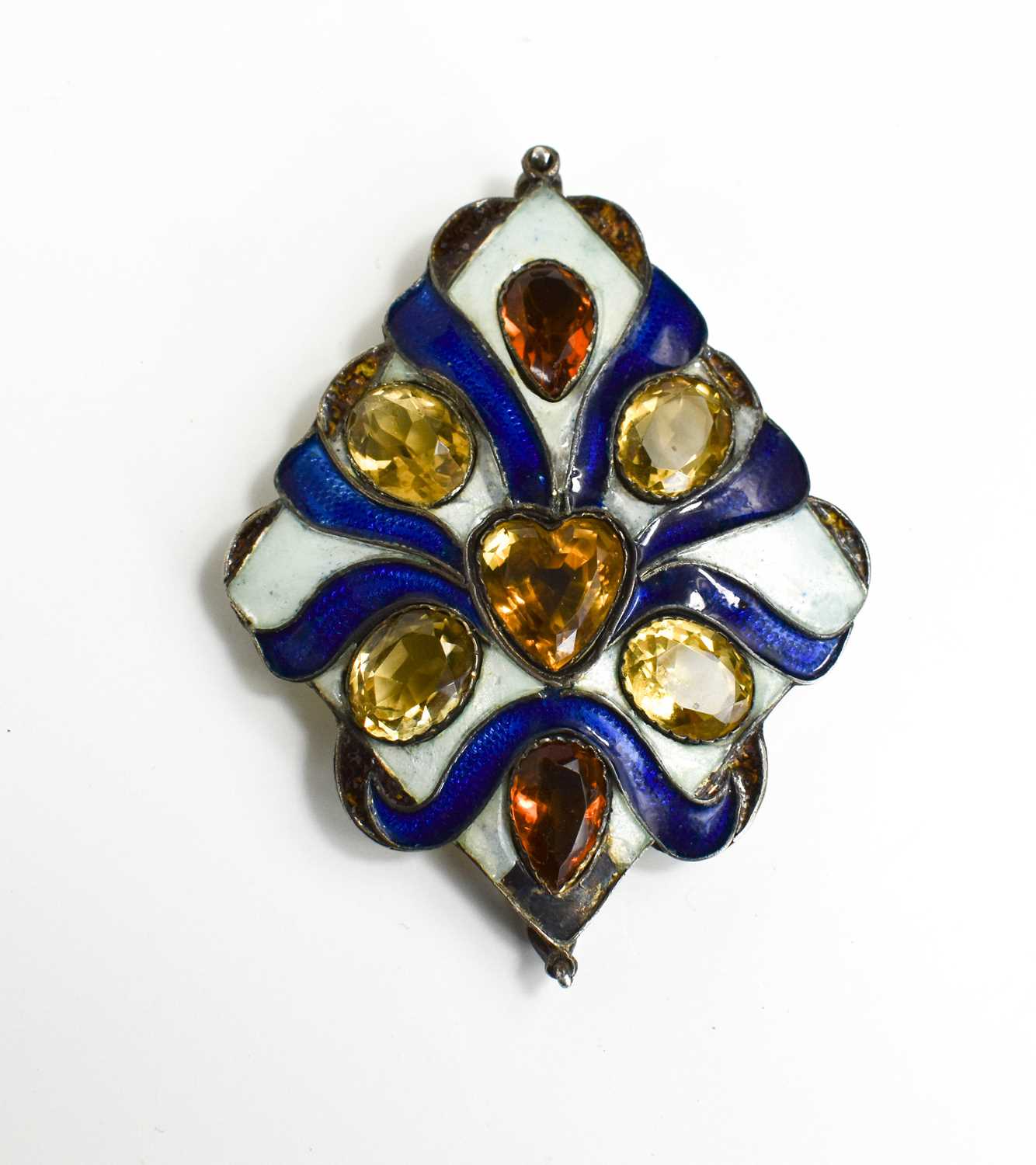 A stunning and unusual Scottish vintage and gem set buckle, of diamond shape form, the white - Image 4 of 4