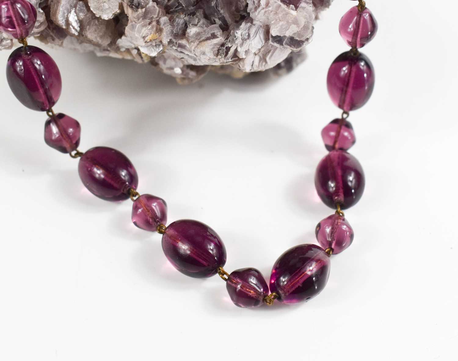 An antique amethyst beaded necklace, 49g, 40cm long. - Image 3 of 3