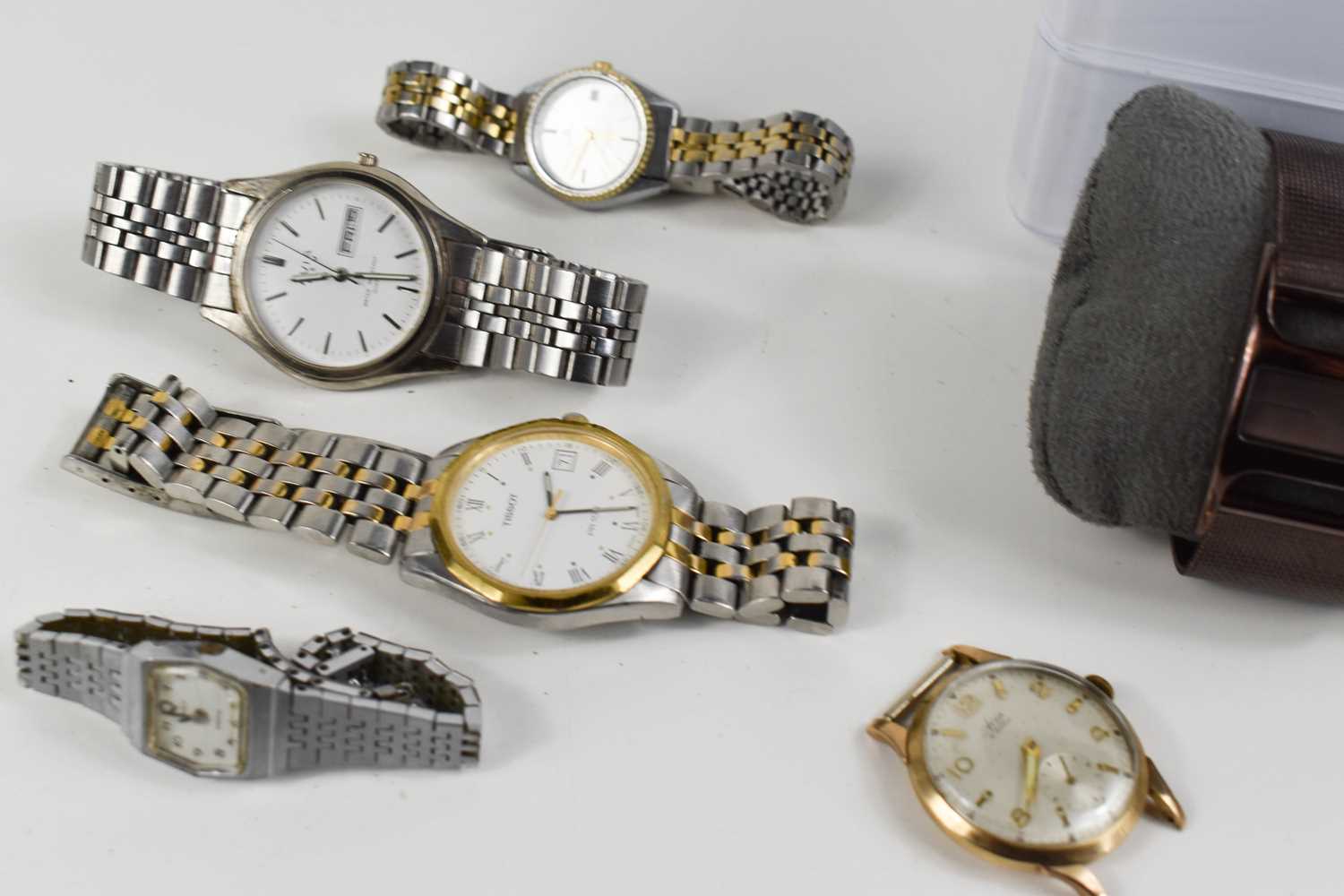 A 9ct gold (testing as) watch face, lacking strap, together with a selection of watches to include a - Image 2 of 3