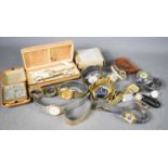 A selection of vintage watches to include Enicar travel alarm clock in a leather case, Seiko,