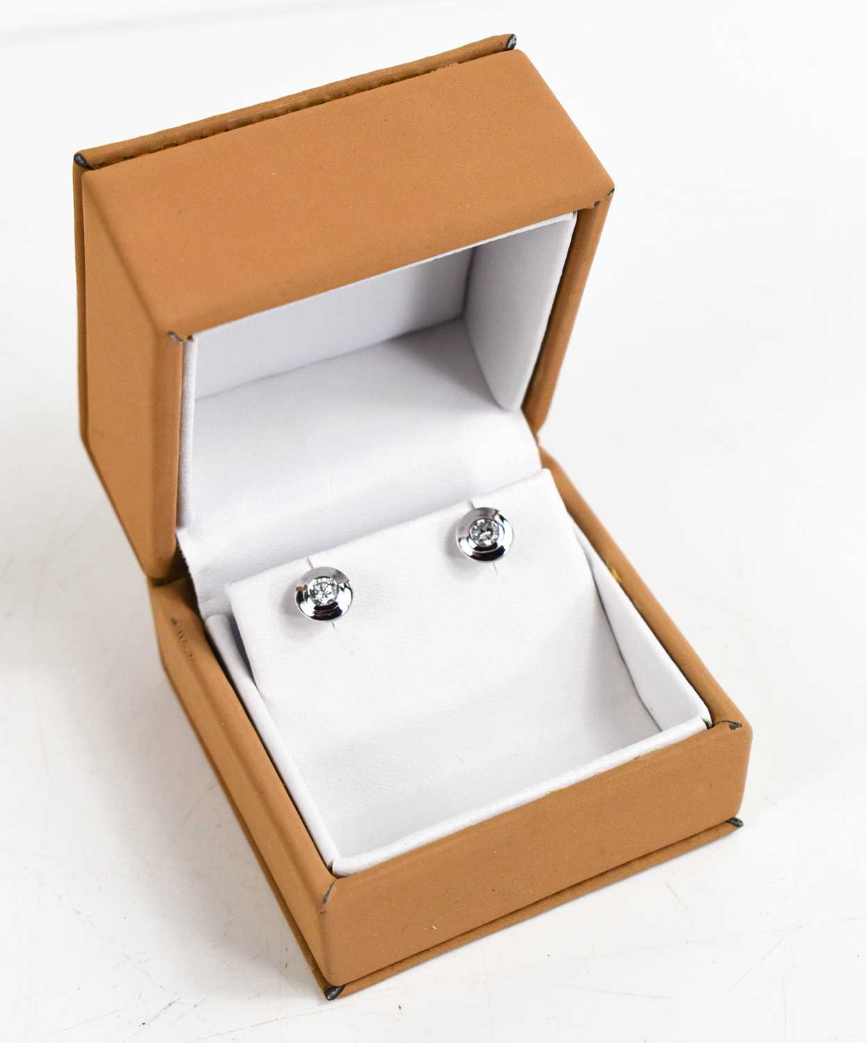 A pair of 18ct white and diamond stud earrings, 0.50ct total weight. - Image 2 of 3