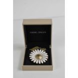 A Georg Jensen Daisyhead gold plated silver and enamel pendant / brooch, with silver gilt