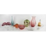 A selection of vintage and later glassware, to include Arte Murano vase, Mdina glass bowl, Stuart