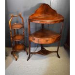 A 19th century mahogany washstand with shaped back, mid tier shelf, together with a mahogany cake