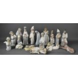 A selection of Lladro figurines, to include angels, donkey, cow, shepherd, baby Jesus and other