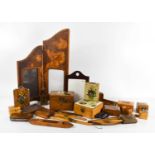 A selection of Maucheline wares and other treen, to include Cannes card case, Cannes inkwell,