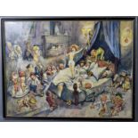 Fred Pailhès (French 1907-1991): 'The Wedding Night', watercolour on paper, signed bottom left, 48